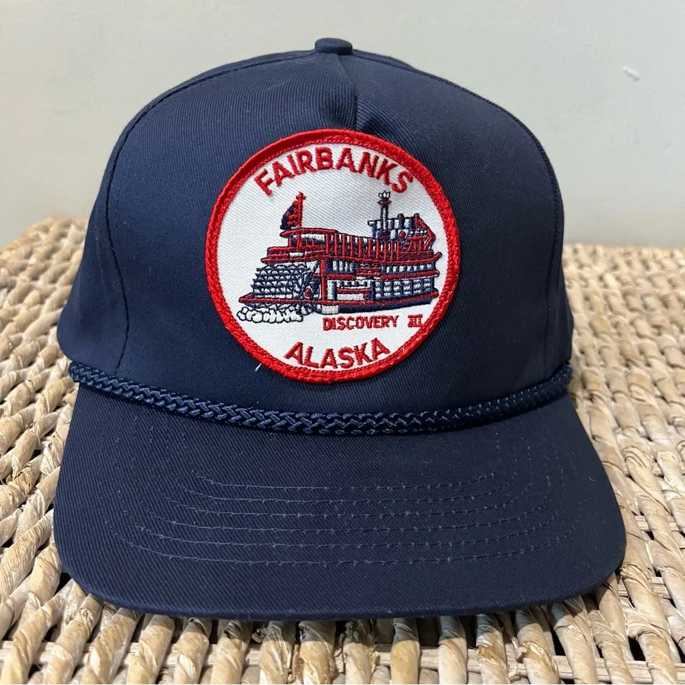 NEW Vintage Fairbanks Alaska Discovery III Headliners Navy Blue Snapback Hat Cap